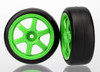Traxxas 7375A Volk Racing Green Wheels/Tires (2)