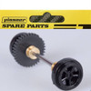 Pioneer AA201233 American Racing Rear Axle Assembly Black Wheels : 1/32 Slot Car