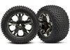 Traxxas 3770A Rear All-Star Black Chrome Wheels w/ Alias Tires (2)