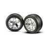 Traxxas 3771 Front All-Star Chrome Wheels w/ Ribbed Tires (2)