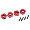 Traxxas 8269R Aluminum Wheel Hubs 12mm Hex Red (4) Screw Pin (4) : TRX-4