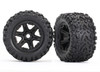 Traxxas 8672 Tires & Wheels Black w/ Foam Inserts (2) : E-Revo VXL Brushless