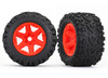Traxxas 8672A Tires & Wheels Orange w/ Foam Inserts (2) : E-Revo VXL Brushless