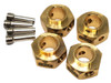 NHX Brass Wheel Hex Adaptor Extensions : 12x6mm 4pcs/set