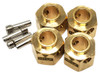 NHX Brass Wheel Hex Adaptor Extensions : 12x10mm 4pcs/set