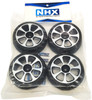 NHX 1/10 Tire w/ Aluminum Rims - Silver 4pcs Hex 12mm 4-TEC / RS4