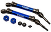 NHX Metal Rear Axle CVD Splined Drive Shaft (2) Blue: Traxxas Slash 4x4