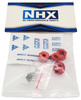 NHX RC Aluminum Clamping Wheel Hex Adaptor 8mm Thickness 12mm Hex - Red (4pc)