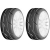 GRP GTJ03-XM4 1:8 GT T03 REVO XM4 Soft Medium Tires w/ 20 Spoked White Wheel (2)