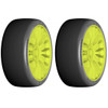 GRP GTY04-XM4 1:8 GT T04 SLICK XM4 Soft Medium Tires w/ 20 Spoked Yellow Wheel (2)