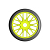 GRP GTY04-XM4 1:8 GT T04 SLICK XM4 Soft Medium Tires w/ 20 Spoked Yellow Wheel (2)