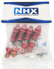 NHX RC Aluminum Front & Rear Shocks (4): Losi Mini-T 2.0 -Red