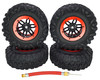 NHX RC P2 2.2" Air Crawler Tires w/ Black Beadlock Wheel / Red Ring (4) for TRX-4 SCX10