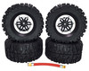 NHX RC P3 2.2" Air Wide Tall Crawler Tires w/ Beadlock Wheel (4) for TRX-4 SCX10	-Black/Silver