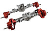 NHX RC Alum Complete Assembled Axle w/ Diff Lockers Portals for SCX10 I / II / III -Silver/Red