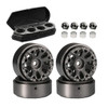 GPM Aluminum 1-Inch Beadlock Alloy Wheel Rims Set (Y-Shape) Black for 1/18 TRX4M