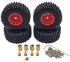 NHX RC Crawler Tires w/ Aluminum Beadlock Wheel Rims (4) for 1/18 TRX-4M Red