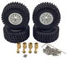 NHX RC Crawler Tires w/ Aluminum Beadlock Wheel Rims (4) for 1/18 TRX-4M Silver