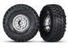 Traxxas 8177 Tires / Wheels Assembled glued 1.9" Chrome Whls Canyon Trail 1.9 tires (2) : TRX-4 Ford Bronco