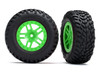 Traxxas 5892G Tires & Wheels Assembled SCT Split-Spoke Green Wheels : Slash 4x4