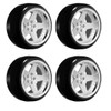 Louise R/C LNHA559T 1/10 Drift Tires w/ 5 Spoke Matte Silver Wheels (4Pcs)