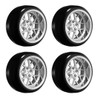Louise R/C LNHA561T 1/10 Drift Tires w/ 14 Spoke Matte Silver Wheels (4Pcs)