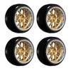 Louise R/C LNHA568T 1/10 Drift Tires w/ 14 Spoke Gold Chrome Wheels (4Pcs)