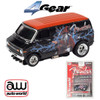 Auto World 4Gear 1973 Dodge Van Fender Version B Black & Red w/Wizard Graphics HO Slot Car