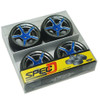 Yeah Racing WL-0093 Spec D AX505 Offset +3 Blue Silver Wheel Set 4pc 1/10 Drift