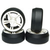 Yeah Racing WL-0089 Spec D 5 Spoke 2 Rib Offset +3 White Wheels 4pc 1/10 Drift