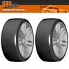 GRP GTK02-R1 1:8 GT T02 SLICK R1 Rain Belted Tire w/ Silver Wheel (2)