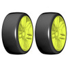 GRP GTY02-R1 1:8 GT T02 SLICK R1 Rain Belted Tire w/ Yellow Wheel (2)