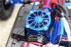 GPM Racing Aluminum Motor Heatsink Blue w/ Cooling Fan : Traxxas E-Revo VXL 2.0