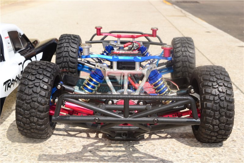 GPM Bras De Fusée Arrière Aluminium Pour Traxxas Rustler 4X4 VXL (67076-4) - 2 Pièces Bleues | Amélioration Performance RC - 4