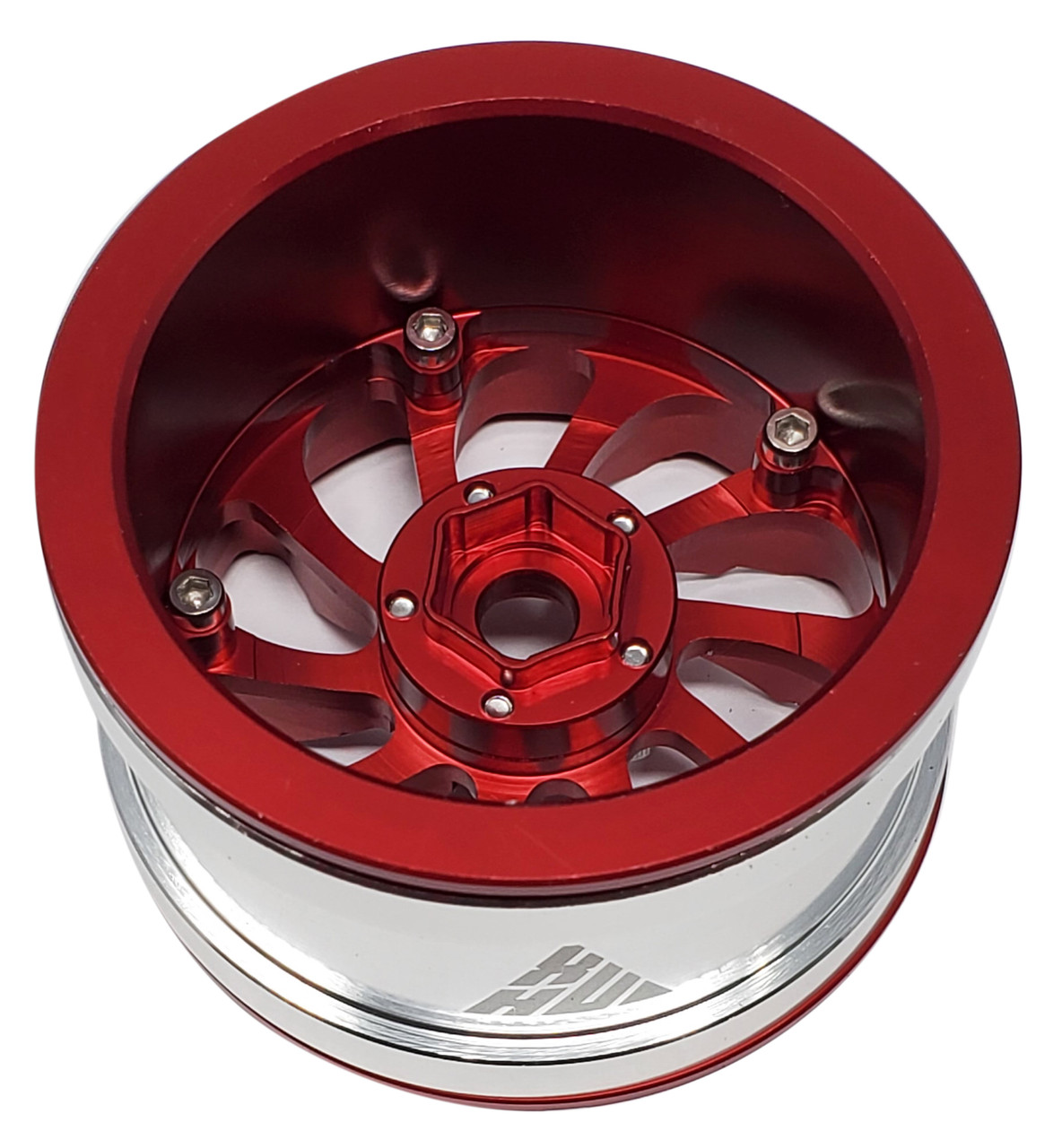 NHX RC 2.2'' Aluminum Beadlock Crawler Wheels Spiral Rims - Red
