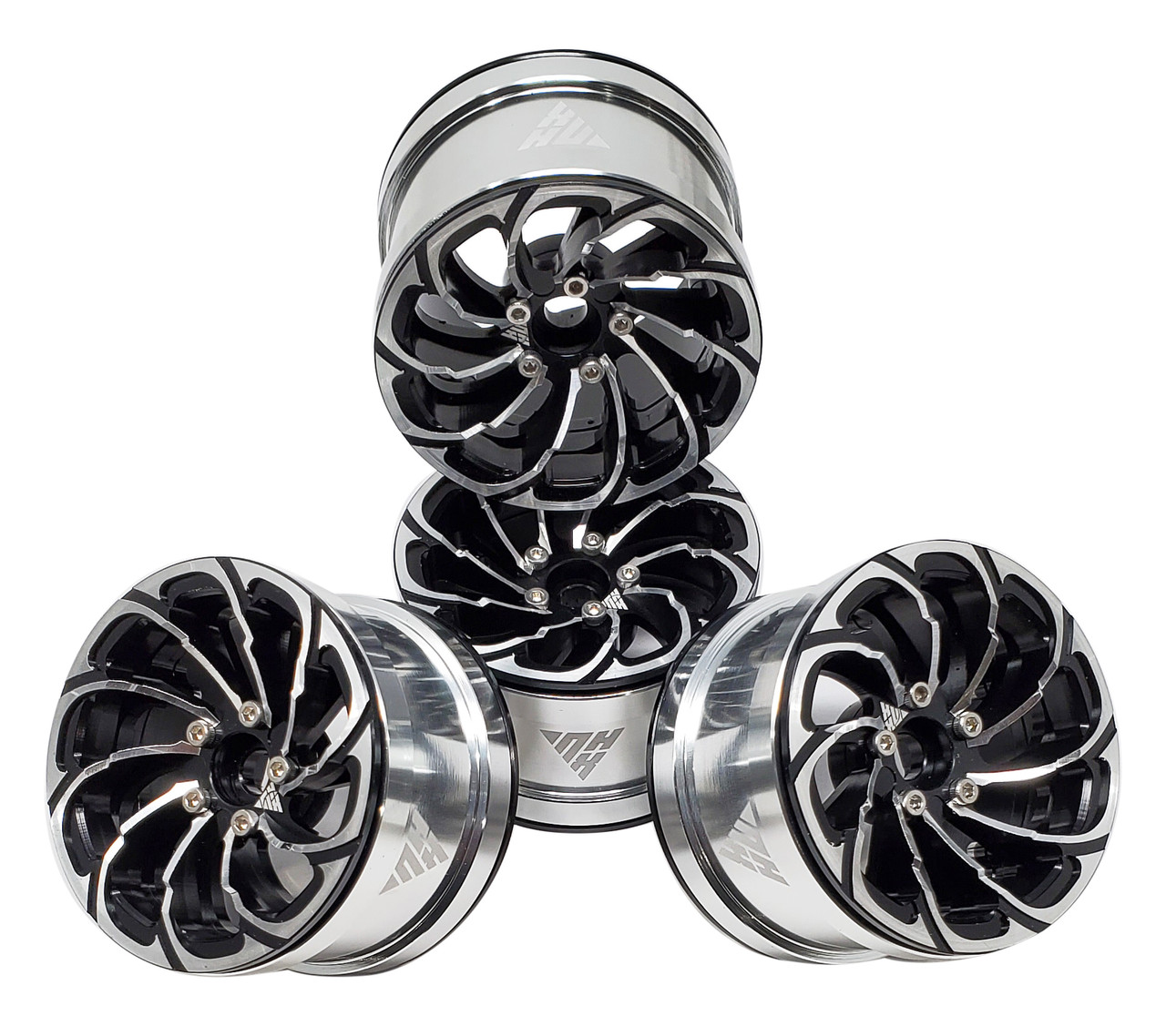 NHX RC 2.2'' Aluminum Beadlock Crawler Wheels Rims - Spiral-Black