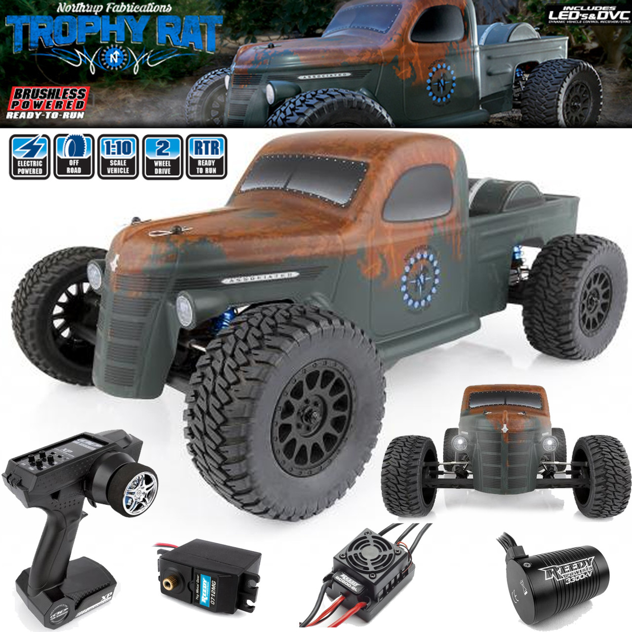 NEW Team Associated SC600-BL 1/10 Brushless ESC Reedy 3300kv Motor