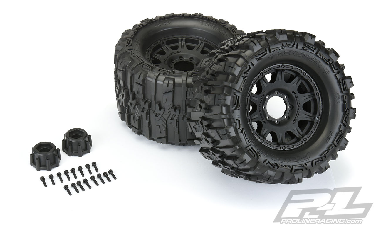 Pro-Line 10155-10 Trencher HP 3.8 All Terrain BELTED Tires Mntd w/ Black  Wheels : F/R - Nitro Hobbies