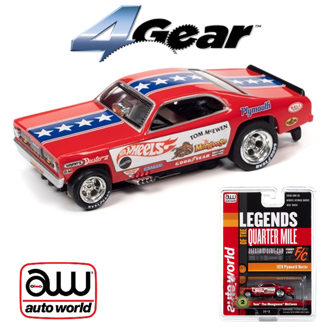 Auto World 4Gear R25 Tom The Mongoose McEwen 1970 Plymouth Duster