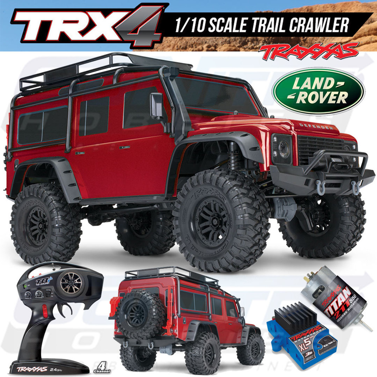 Traxxas TRX-4 1/10 Scale Trail Rock Crawler w/Land Rover Defender Body  (Red) [TRA82056-4-RED]