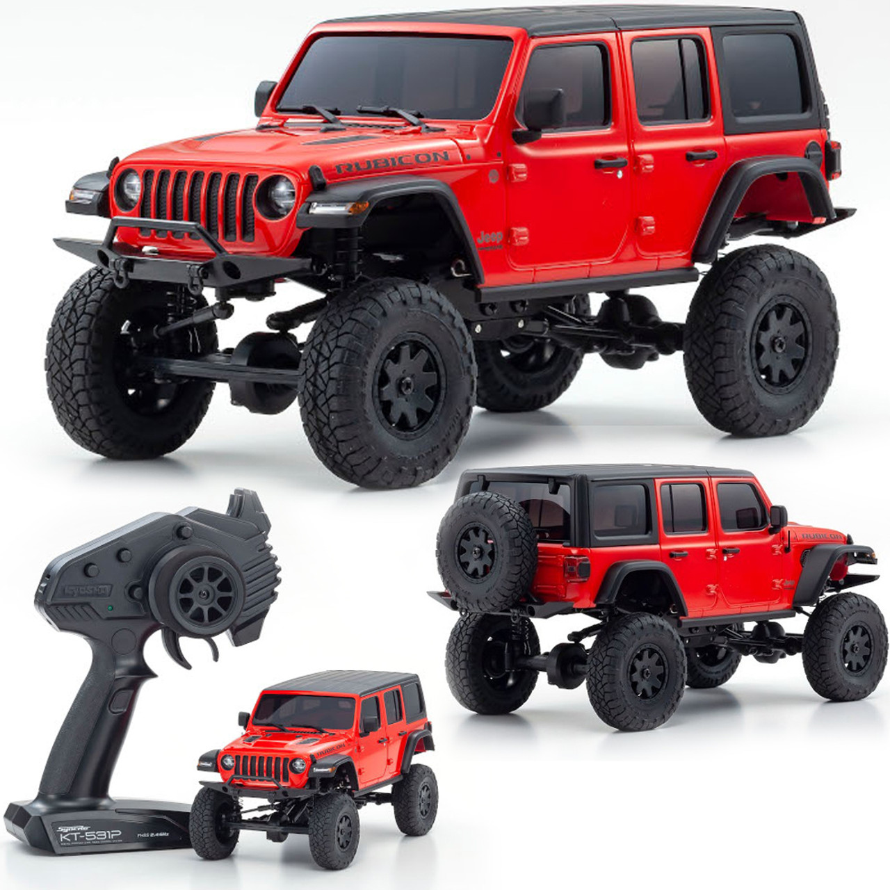 Kyosho 32521R Mini-Z 4X4 Jeep Wrangler Rubicon Firecracker Red RTR Crawler  - Nitro Hobbies