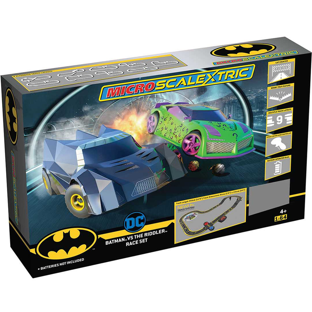 Scalextric G1170T Micro Batman vs The Riddler Powered Battery Race