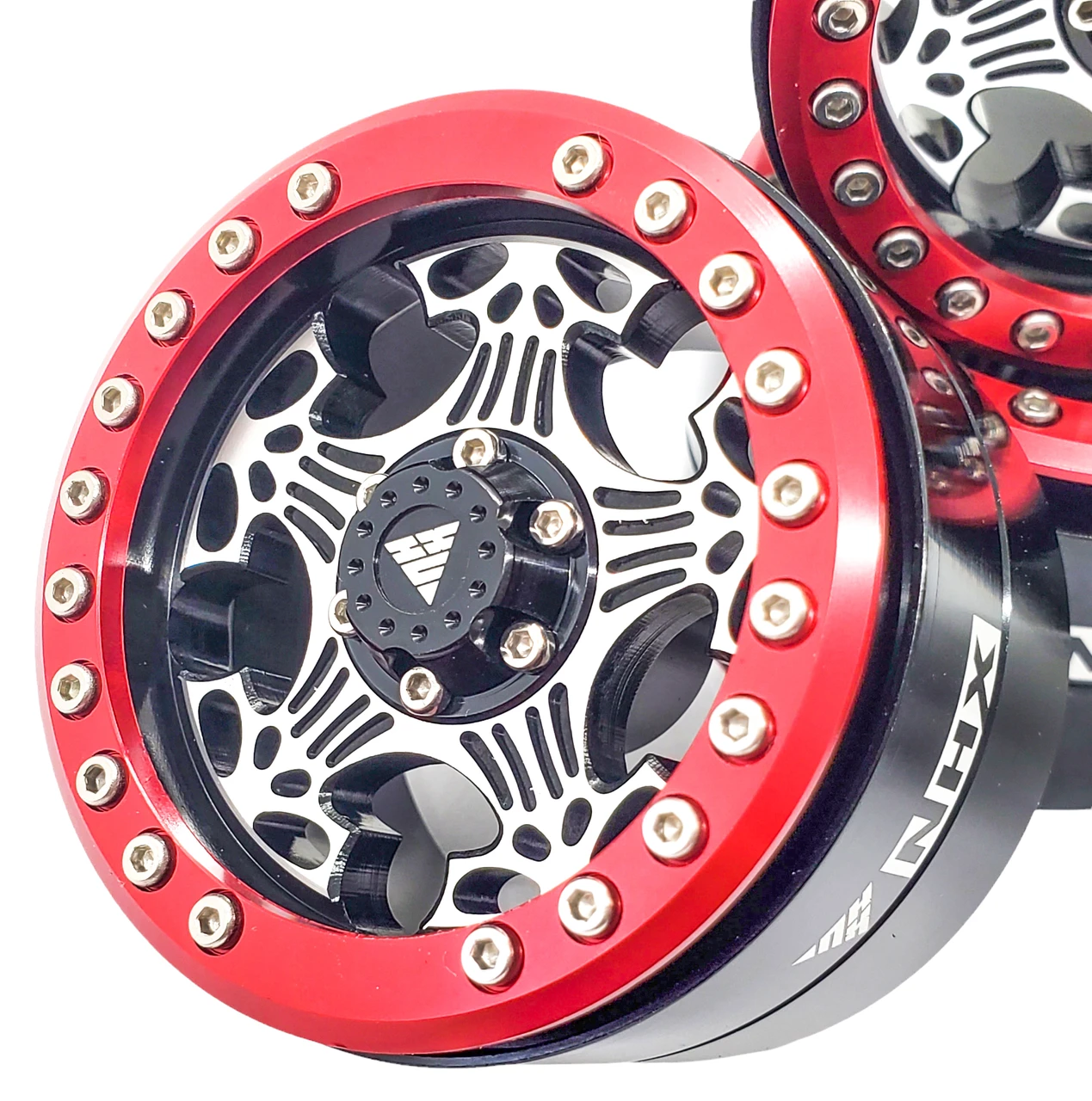 NHX RC 2.2'' Heavy Aluminum Beadlock Crawler Wheels Set - Skull