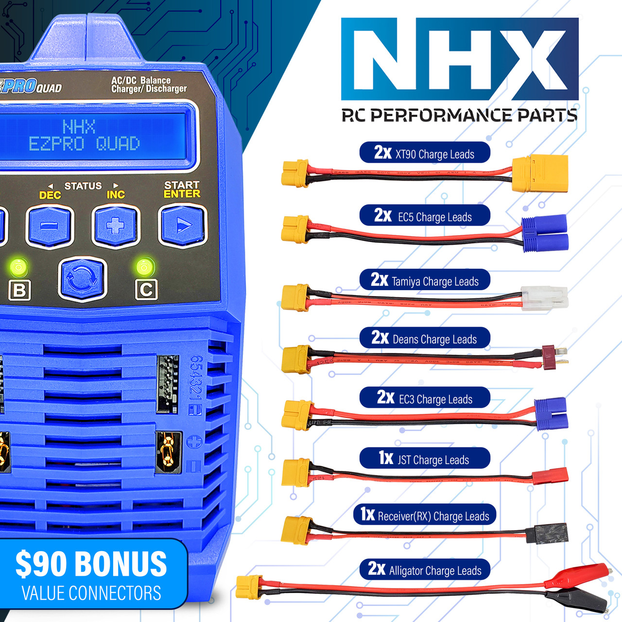 NHX RC EZPRO QUAD 100W X4 AC/DC 12A LIPO/LIHV & NIMH RC Battery