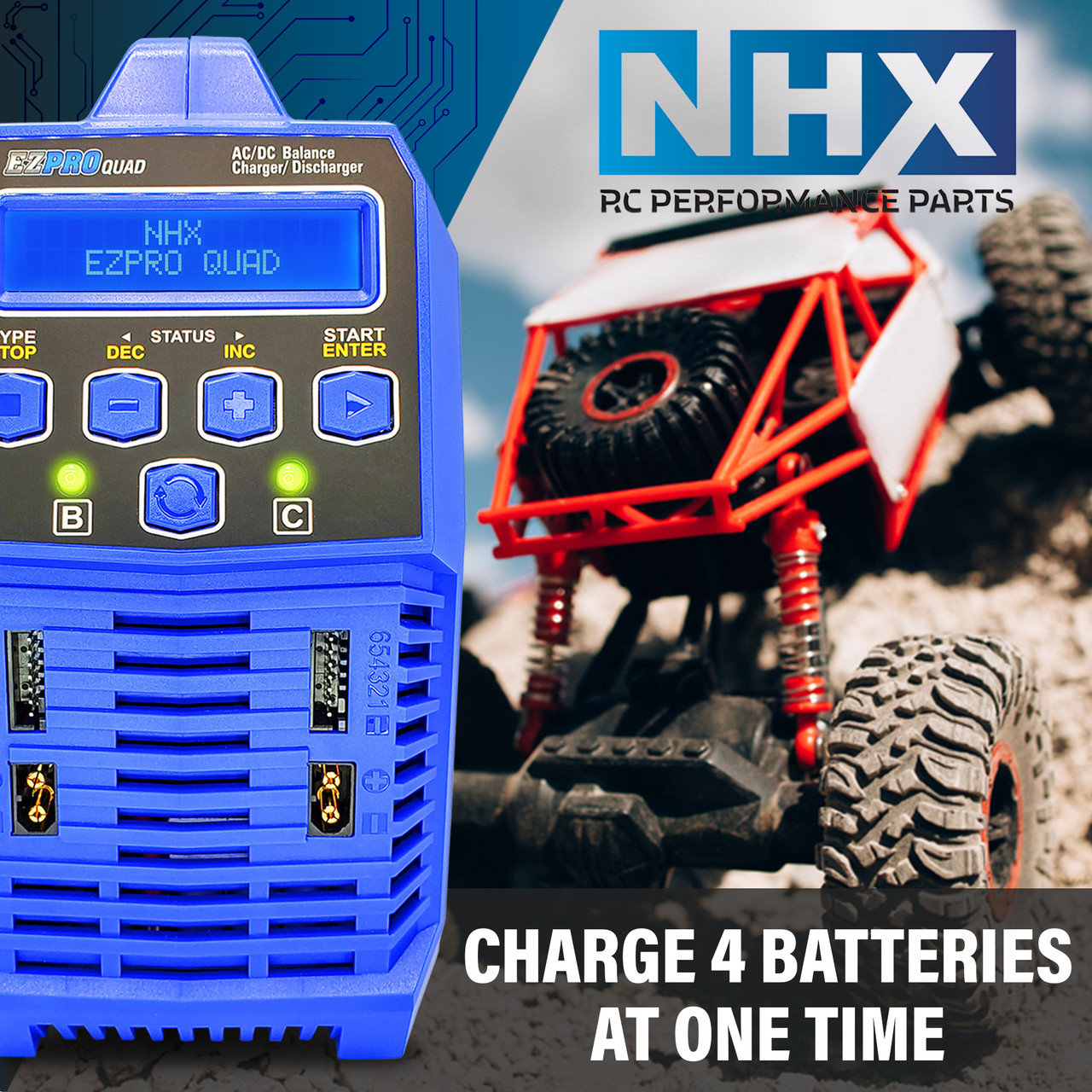 NHX RC EZPRO QUAD 100W X4 AC/DC 12A LIPO/LIHV & NIMH RC Battery