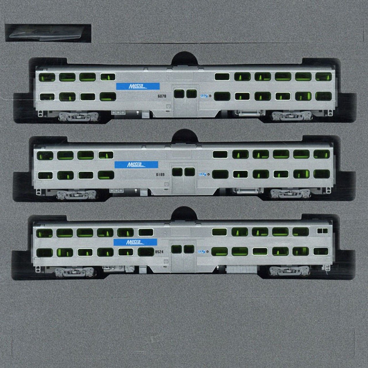 Kato 106-8703 Chicago METRA - Bi-Level Commuter Train 3 Car Set N Scale