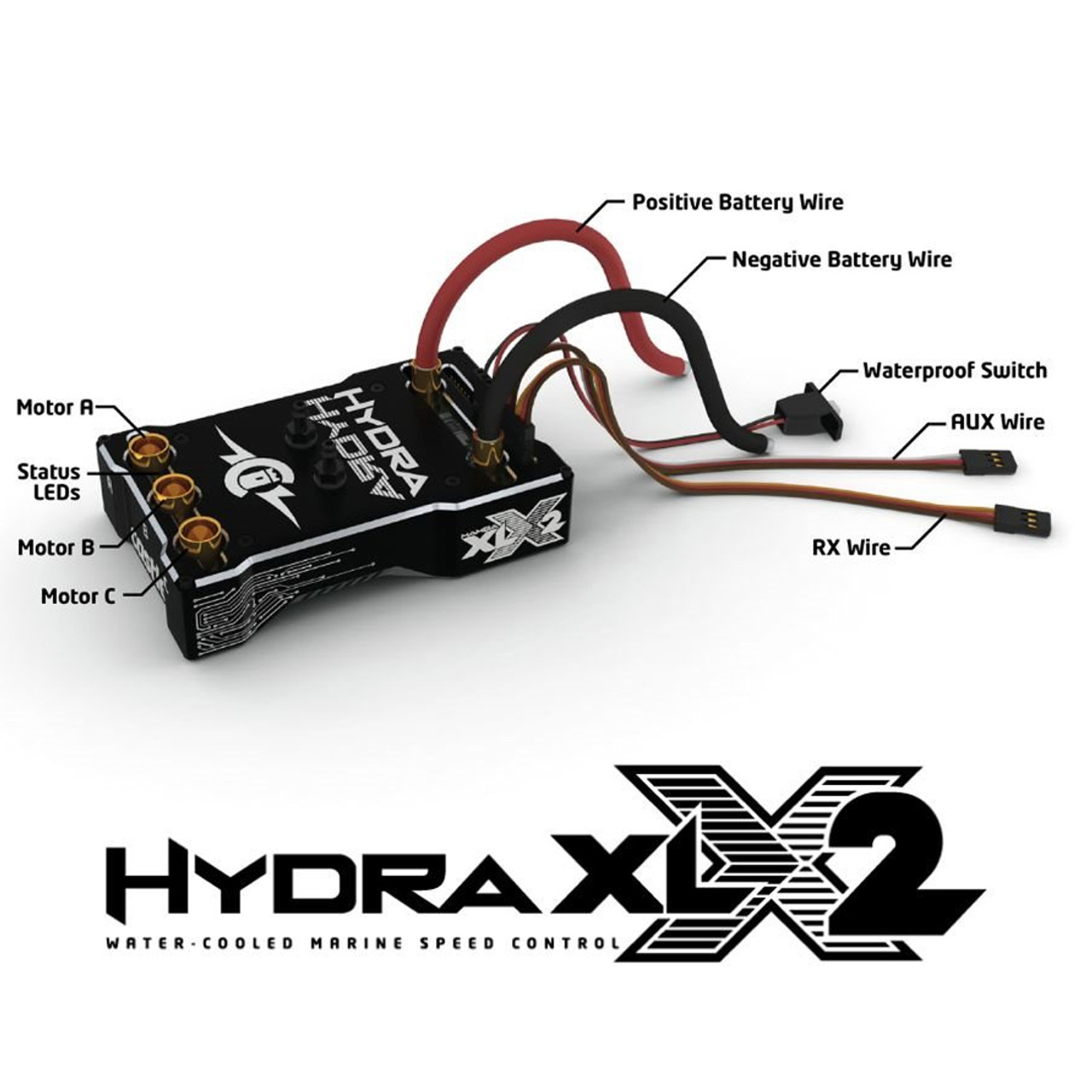 Castle Creations 010-0173-00 Hydra XLX2 8S Water-Cooled Marine ESC