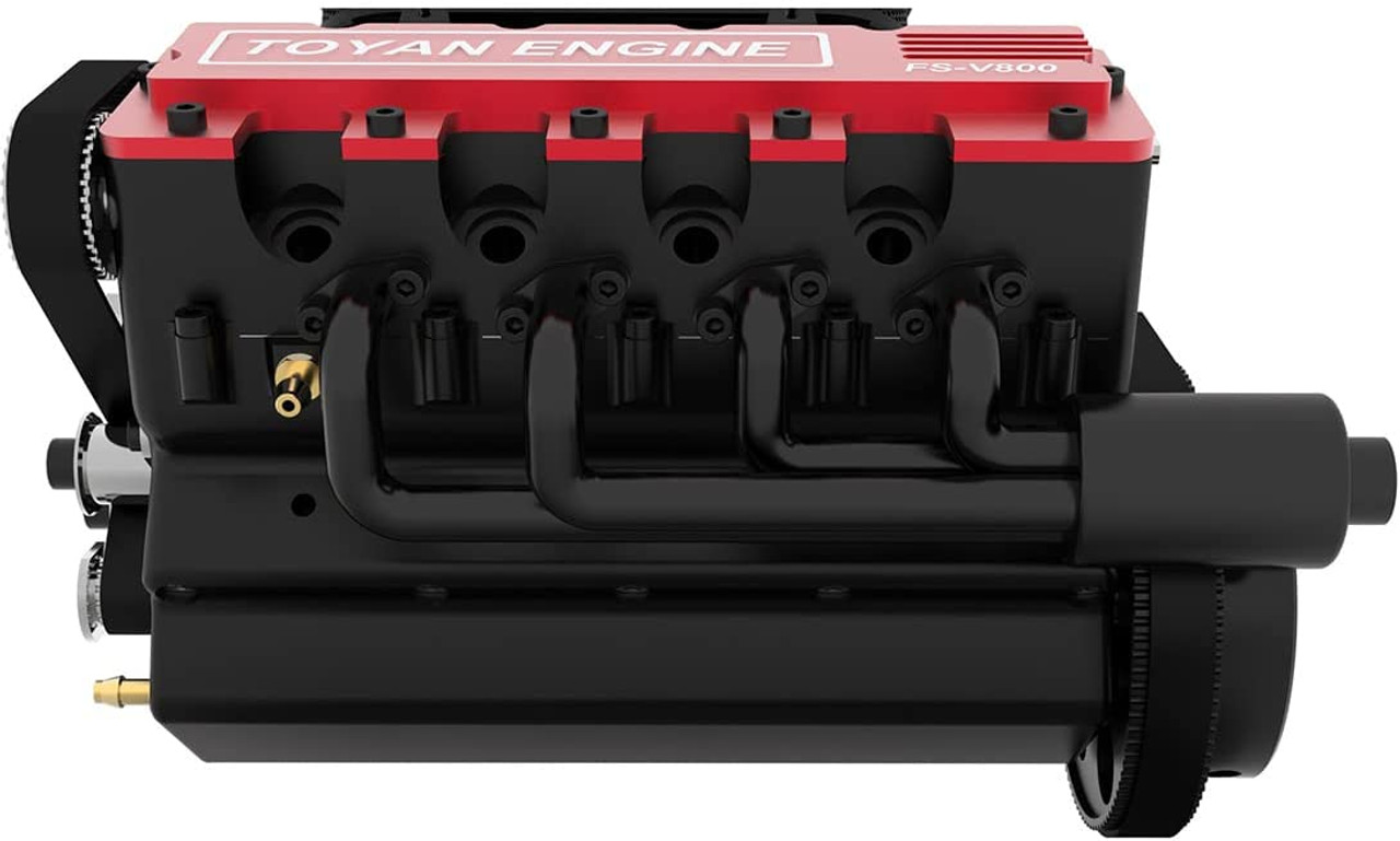 ZOSTER TOYAN V8 Nitro Engine Model HOWIN FS-V800 1:10 28cc Eight-Cylinder  Four-Stroke Water-Cooled Internal Combustion KIT Version for RC Car Boat,  Black Red, 12.34 x 3.2 x 12.73 cm : Toys & Games 