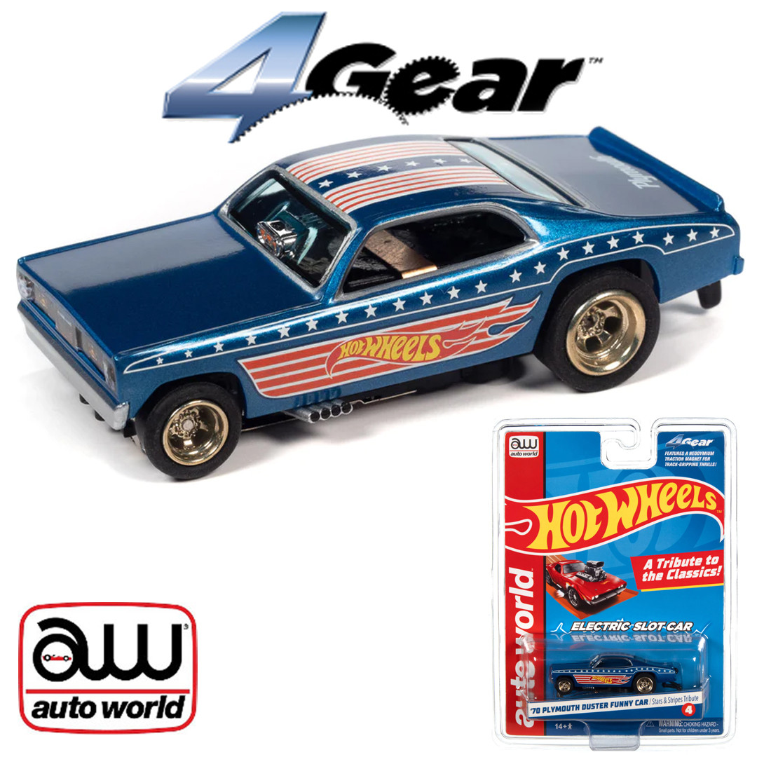 Auto World Hot Wheels Patriotic 4Gear - 1970's Plymouth Duster HO