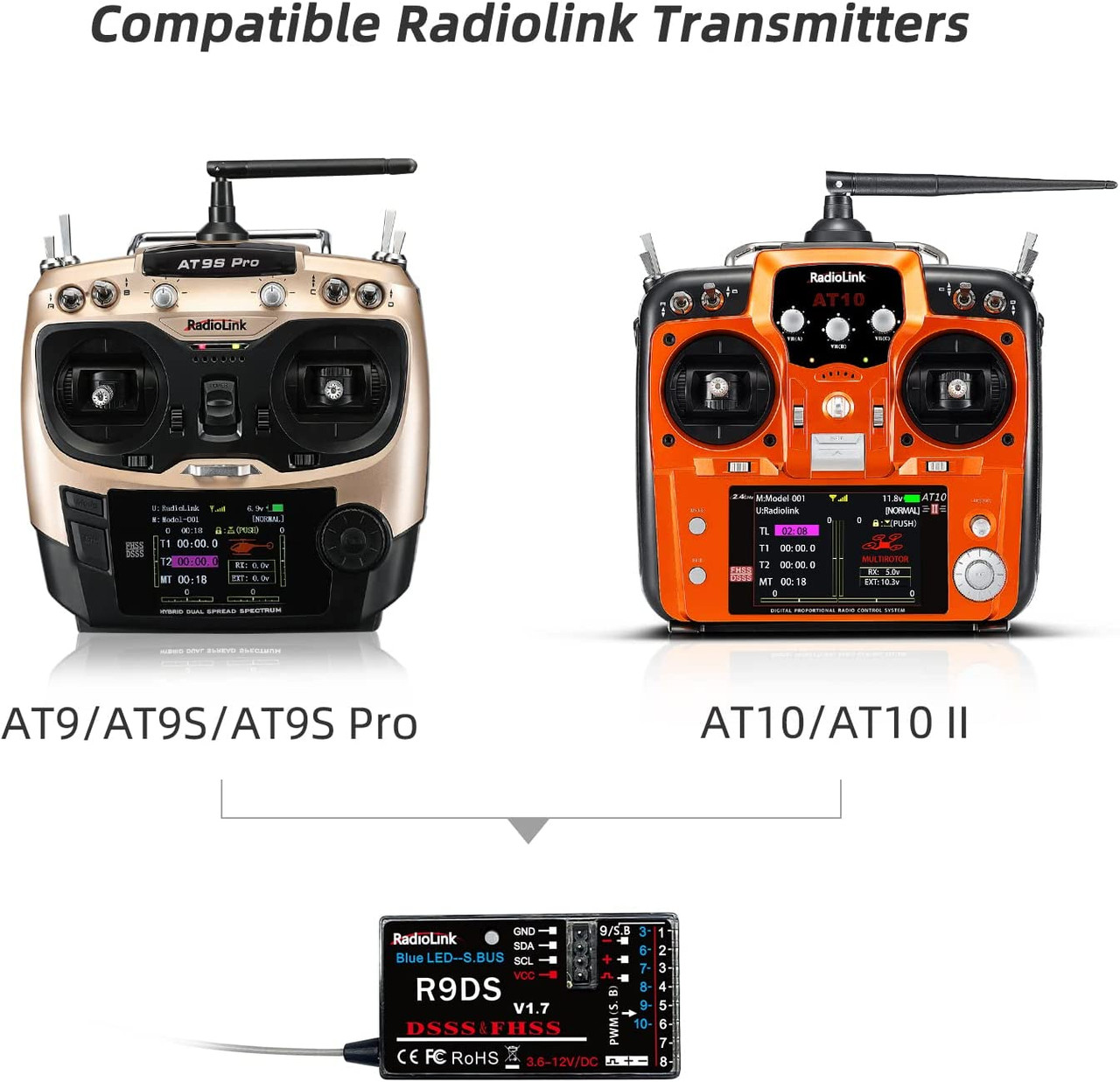 Radiolink R9DS 10 Ch 2.4GHz RC Receiver SBUS/PWM Long Range